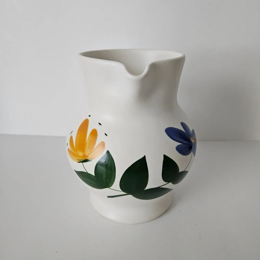 VTG MCM Pottery Pitcher Vase Poteries du Marais France Cottage French Provincial